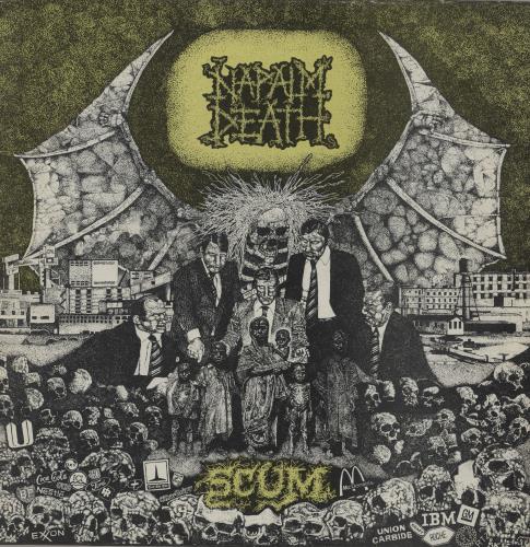 Napalm Death Scum - Lime Green Cover UK vinyl LP album (LP